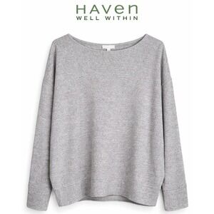 Haven Well Within Gray Knit Pullover Relaxed Athleisure Lounge Top Medium